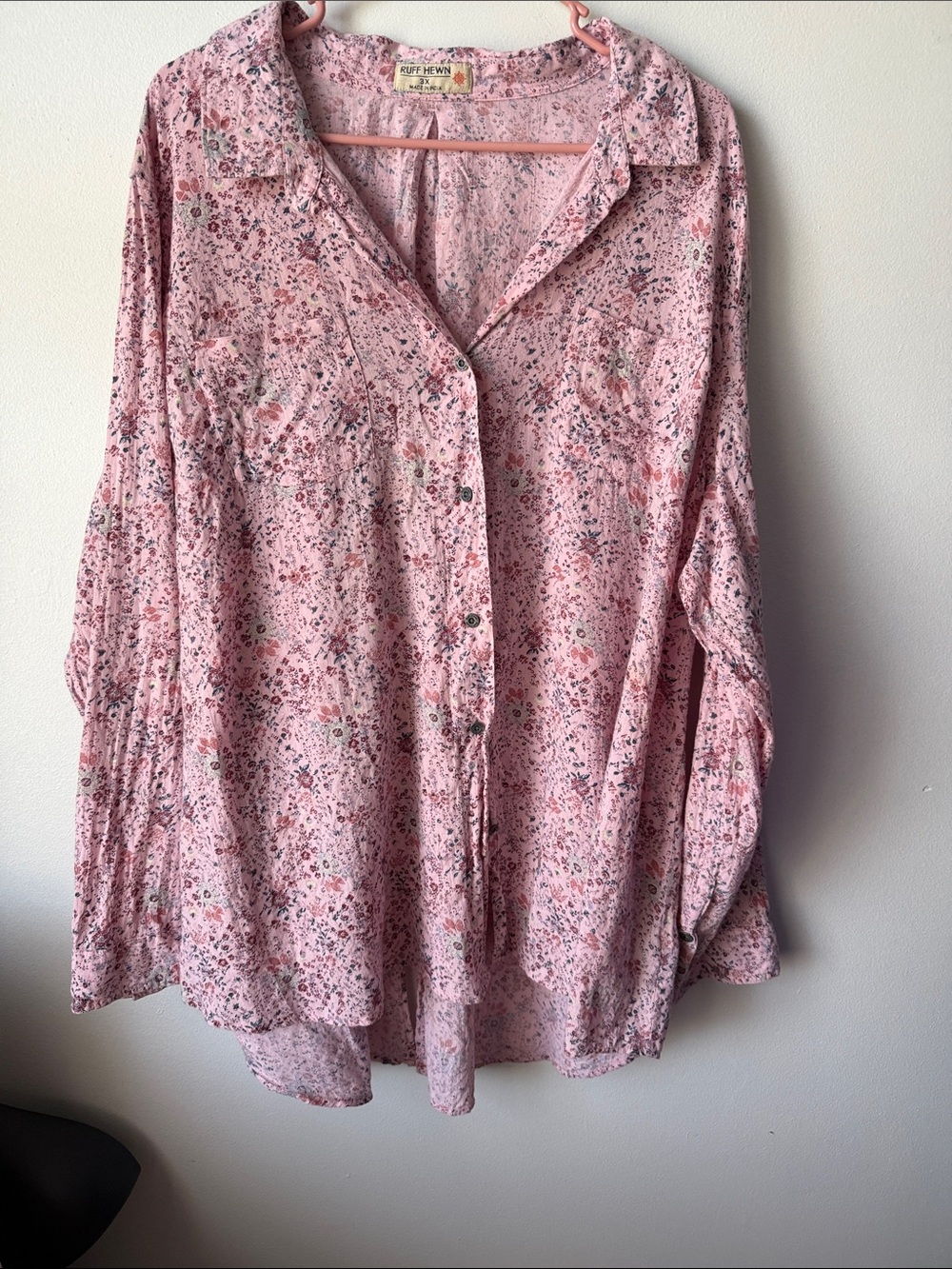Ruff Hewn Blush Pink Floral Button-Down Shirt